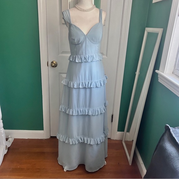 Revelry Sloane Chiffon Tiered Dress in Periwinkle 4 - Picture 14 of 14